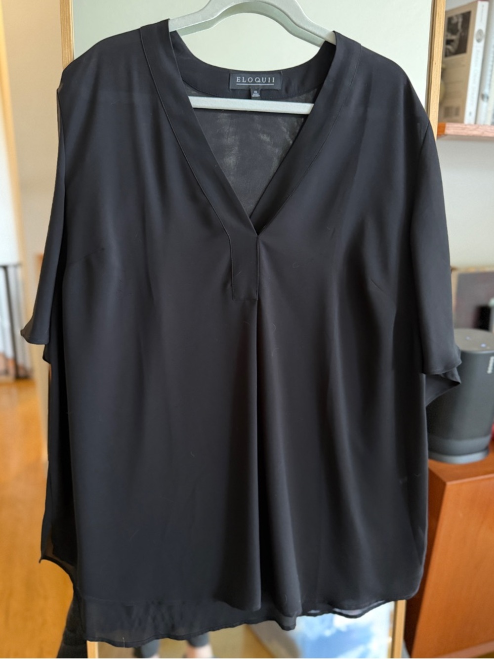 Eloquii Black V-Neck Flutter Sleeve Blouse